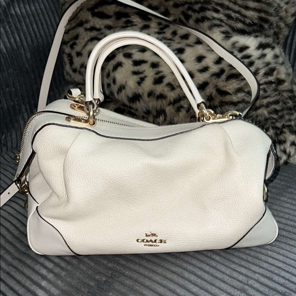 Coach White Leather Lane Satchel Handbag - Picture 2 of 7